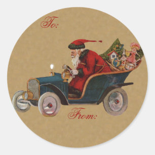 Redonda Pegatina de regalo de Navidad de época