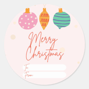 Redonda Pegatina de regalo de Navidades Girly