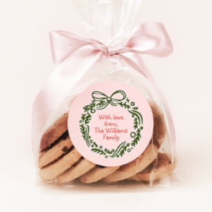 Redonda Pegatina de regalo de Navidades rosados de época d