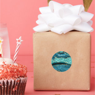 Redonda Pegatina de regalo de nombre personalizado de márm