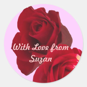 Redonda Pegatina de regalo de rosas rojas