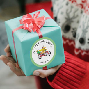 Redonda Pegatina de regalo personalizado de Papá Noel para