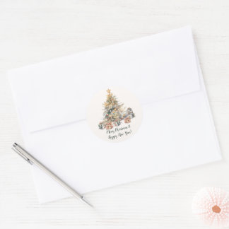 Redonda Pegatina de regalo y sobre navidades