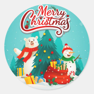Redonda pegatina de regalos de navidades