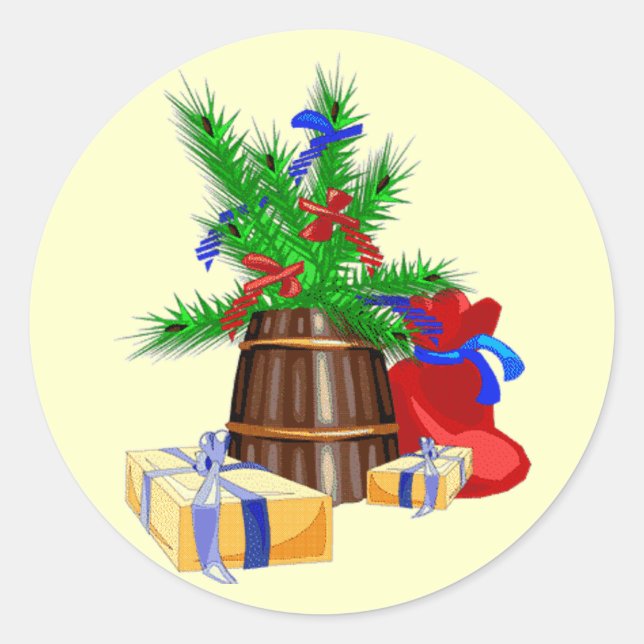 Redonda Pegatina de regalos de navidades (Anverso)