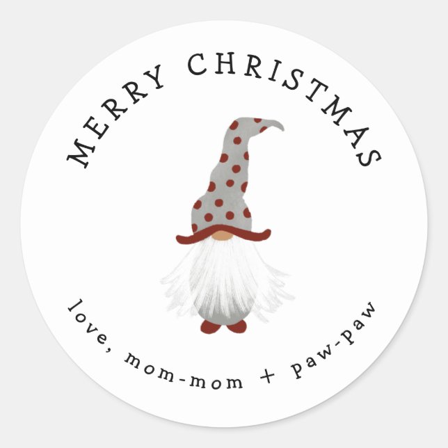 Redonda Pegatina de regalos de Navidades de Gnome (Anverso)