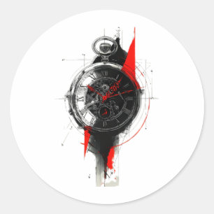 Redonda Pegatina de reloj de bolsillo Abstract Trash Polka