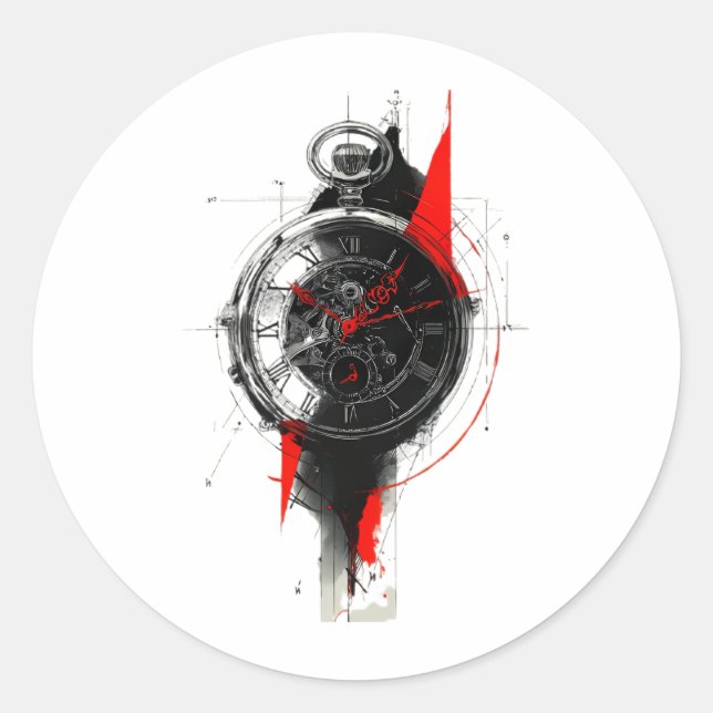 Redonda Pegatina de reloj de bolsillo Abstract Trash Polka (Anverso)