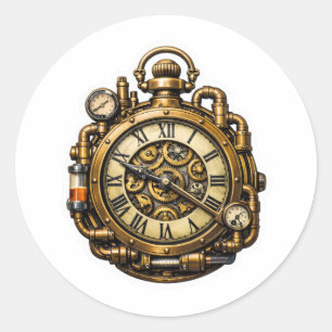 Redonda Pegatina de reloj de bolsillo Steampunk intrincado