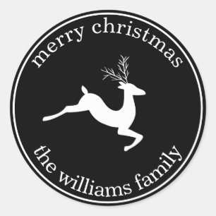 Redonda Pegatina de renos de Navidades negros