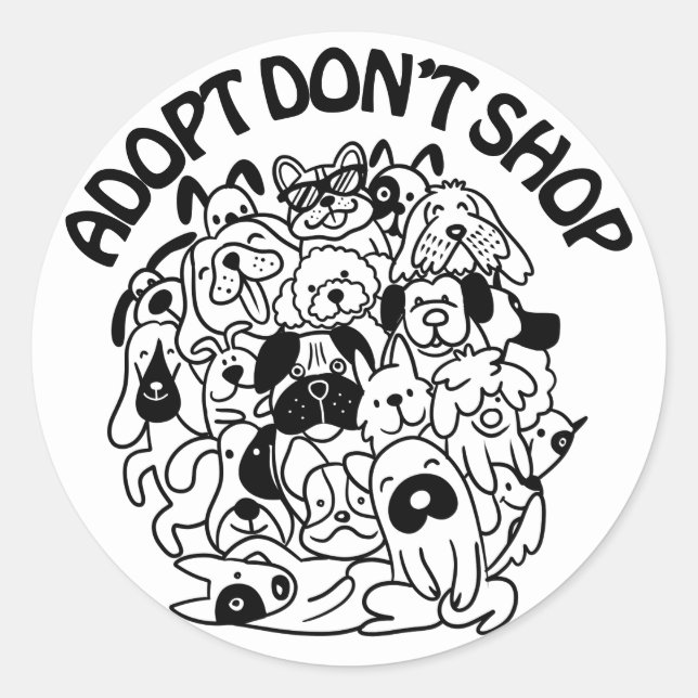 Redonda Pegatina de rescate por adopción de perro (Anverso)
