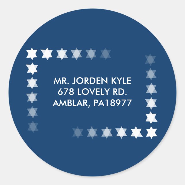 Redonda Pegatina de respuesta de STARS Bar Bat Mitzvah Inv (Anverso)