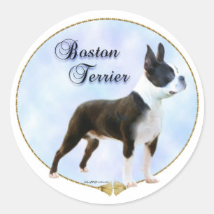 Redonda Pegatina de retrato de Boston Terrier