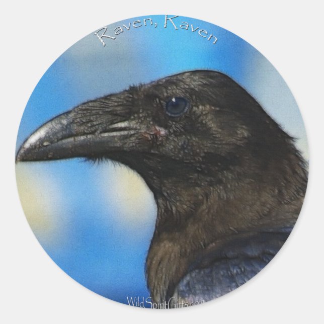 Redonda Pegatina de retrato de RAVEN NEGRO (Anverso)