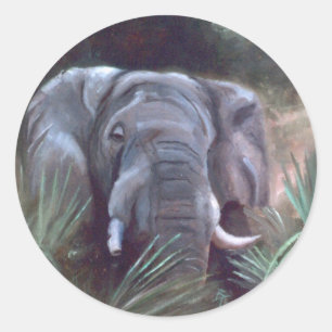Redonda Pegatina de retrato elefante