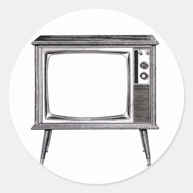 Redonda Pegatina de Retro Television (Anverso)