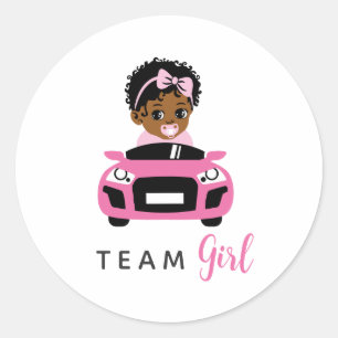 Redonda Pegatina de revelación de género de Team Girl Baby