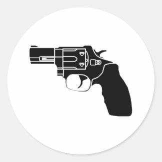 Redonda Pegatina de Revolver del desnudo blanco en negro