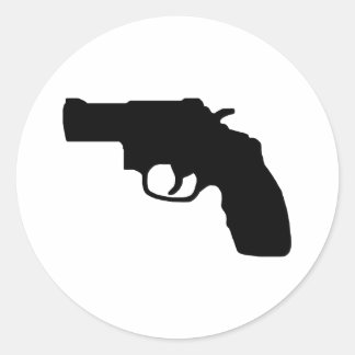 Redonda Pegatina de Revolver del desnudo negro