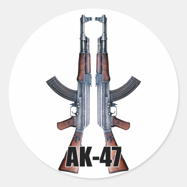 Redonda Pegatina de rifles de asalto doble AK47 (Anverso)