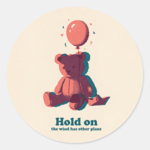 Redonda Pegatina de Risógrafo de Globo de Oso de Peluche