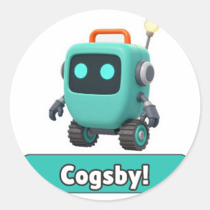Redonda Pegatina de Robot Cogsby - Lindo Transparente