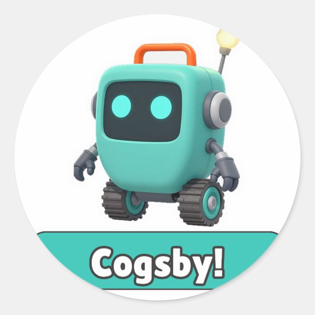 Redonda Pegatina de Robot Cogsby - Lindo Transparente (Anverso)
