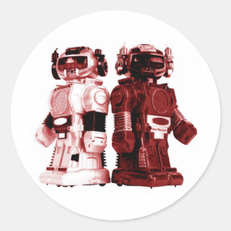 Redonda pegatina de robots rojos