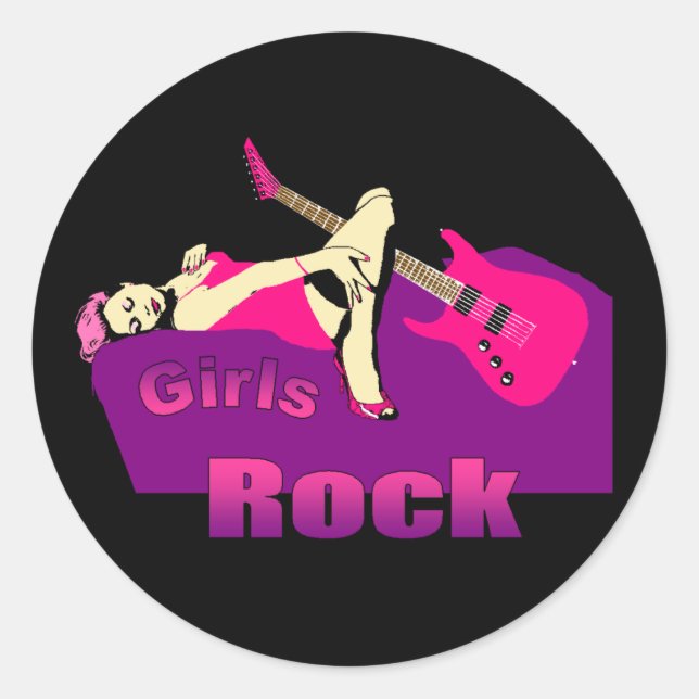 Redonda Pegatina de rock chicas (Anverso)
