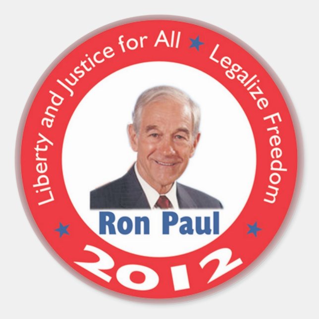 Redonda Pegatina de Ron Paul 2012 (Anverso)