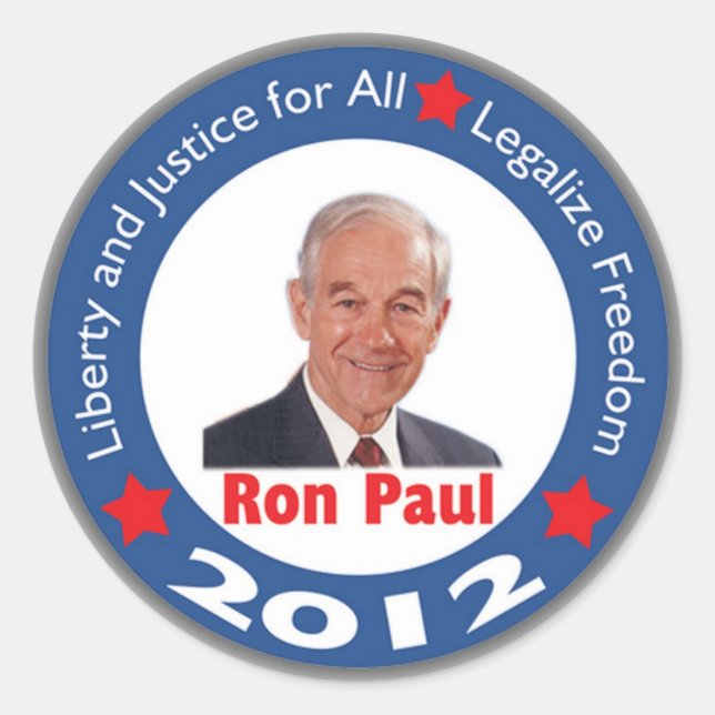 Redonda Pegatina de Ron Paul 2012 (Anverso)