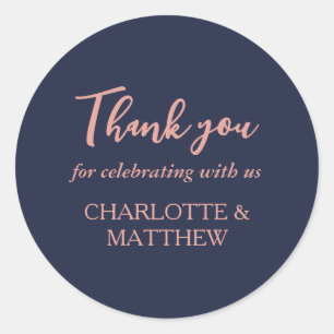 Redonda Pegatina de Ronda Clásica Boda de Oro Naval y Rosa