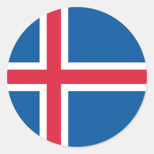 Redonda Pegatina de Ronda Clásica de Bandera de Islandia