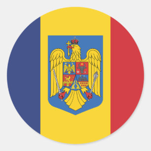 Redonda Pegatina de Ronda Clásica de Bandera de Rumania