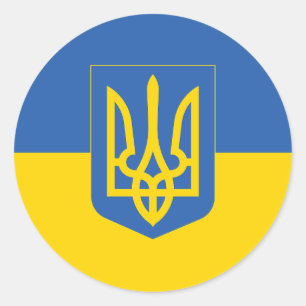 Redonda Pegatina de Ronda Clásica de Bandera de Ucrania