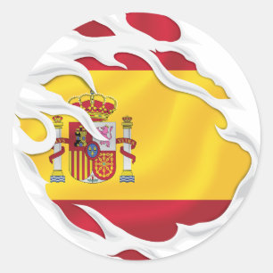 Redonda Pegatina de Ronda Clásica de Bandera Desgarrada de