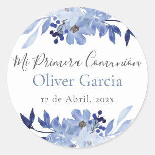 Redonda Pegatina de Ronda Clásica de Mi Primera Comunion