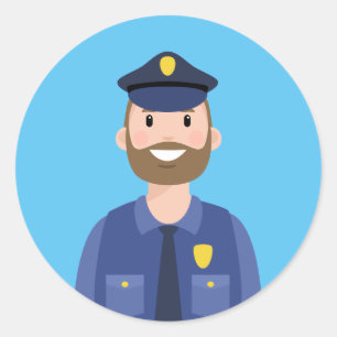 Redonda Pegatina de Ronda Clásica de Oficial de Policía