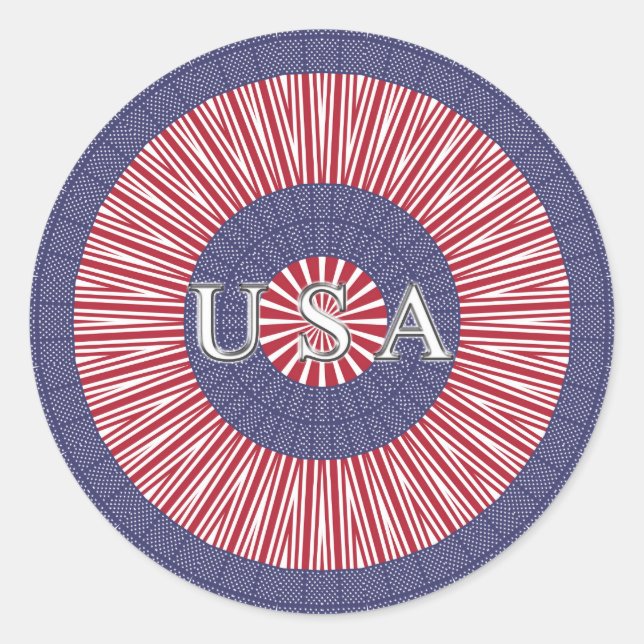 Redonda PEGATINA de Ronda Clásica Patriótica de los Estado (Anverso)