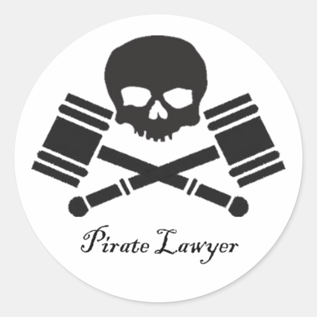 Redonda Pegatina de ronda de abogados piratas (Anverso)