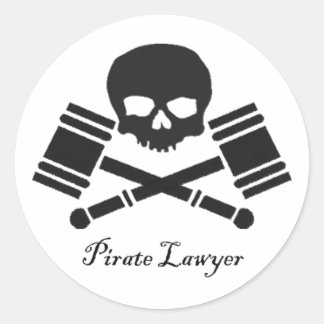 Redonda Pegatina de ronda de abogados piratas con frontera