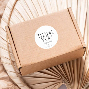 Redonda Pegatina de Ronda de Agradecimiento Blanco minimal