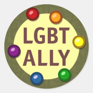 Redonda PEGATINA de ronda de balbuceos de aliados LGBT