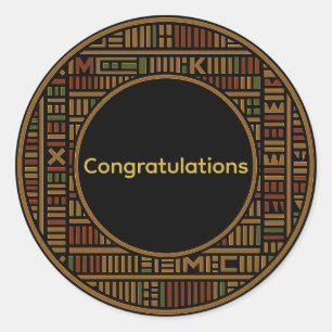 Redonda Pegatina de Ronda de Bodas de African Gold Kente