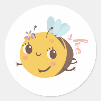 Redonda Pegatina de ronda de Chica de voto de abeja revela