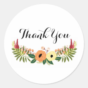 Redonda Pegatina de Ronda de Gracias - Diseño de floral