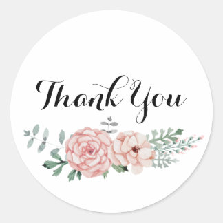 Redonda Pegatina de Ronda de Gracias - Diseño de floral