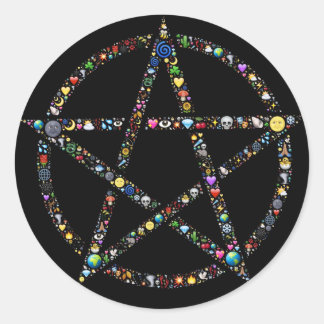 Redonda Pegatina de Ronda de Pentáculo 5 Elementos