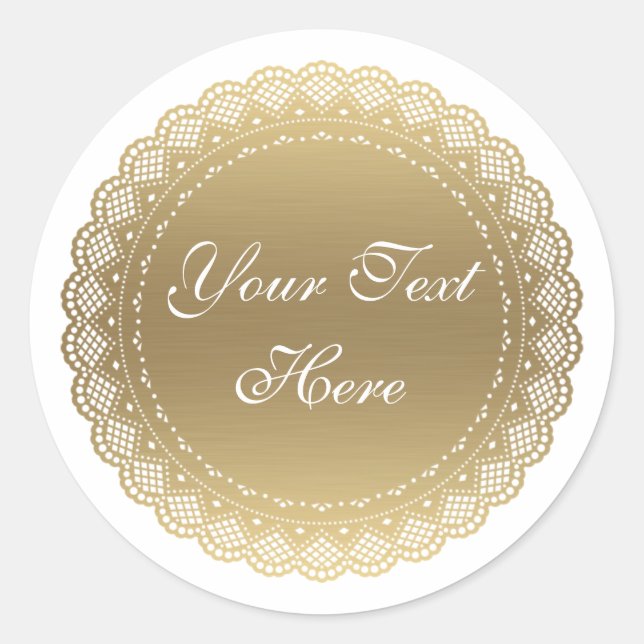 Redonda Pegatina de Ronda de Personalizable Doily Gold (Anverso)