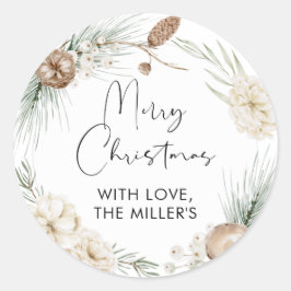 Redonda Pegatina de Ronda de Regalo de Navidad de Feliz